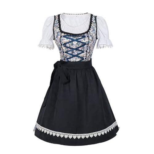 Dirndl Rock Damen Midi Dirndlkleid - Outfit Mode Dirndel Schnürung Dirndl-Sets Lang Trachtenmieder Knielang Trachtenkleid Mit Spitzenschürze Trachtenmode Kleid Für Oktoberfest von Soupliebe