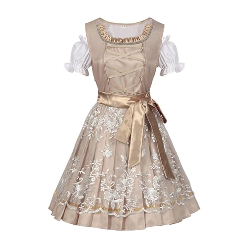 Dirndl Rock Damen Midi Dirndlkleid - Outfit Spitze Trachtenkleid Lang Trachtenrock Grosse Grössen Dirndl-Sets Schnürung Trachtenmieder Trachtenmode Kleid Dirndlbluse Für Oktoberfest von Soupliebe