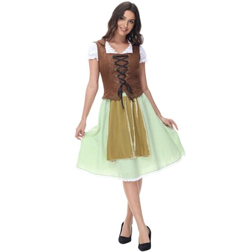 Dirndl Rock Damen Trachten Dirndlkleid - Dirndel Knielang Outfit Mode Trachtenmieder Trachtenrock Grosse Grössen Trachtenkleid Midi Mit Spitzenschürze Trachtenmode Kleid Für Oktoberfest von Soupliebe