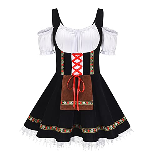 Dirndl Rock Damen Trachten Dirndlkleid - Outfit Oktoberfest Dirndel Grosse Grössen Trachtenmieder Mode Trachtenrock Knielang Trachtenkleid Midi Mit Spitzenschürze Trachtenmode Kleid Für von Soupliebe