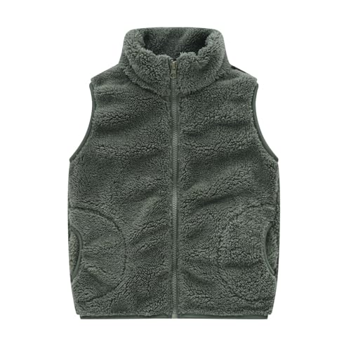 Fellweste, Teddy Weste Kinder Fleece Stehkragen Fellweste - Ärmellose Polar Fleece Jacke Winddichter Outdoor Fleeceweste Mit Tasche Reißverschluss Winter Weste Leichte Mäntel von Soupliebe