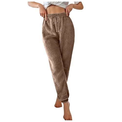 Flanellhose, Schlafhose Damen Teddy Plüsch Pyjama Hose - Kuschelhose Flauschig Fleece Kuschel Weihnachtshose Coquette Clothes Matching Pyjamas Couple Gemütlich von Soupliebe