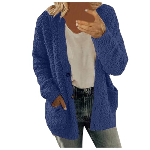 Fleecejacke Damen, Fliesjacken Für Frauen, Fleecejacke Damen Lang Winter Teddy Fleece Jacke - Kuscheljacke Herbstjacke Bequem Dame Flauschig Wintermantel Warm von Soupliebe