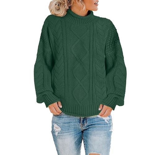 Fleecepullover Damenpulli Damen Turtleneck Strickpullover - Elegant Pullover Mode Kaschmir Freizeit Sweater Lose Oberteile Rollkragenshirt Einfarbig Gestrickt Winter Casual Obertiele von Soupliebe