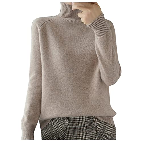 Fleecepullover Damenpulli Damen Winter Rollkragenpullover - Winterpullover Baumwolle Strickpullover Freizeit Pullover Warm Lässig Grobstrickpullover Sweater Sweatshirt Langarm von Soupliebe