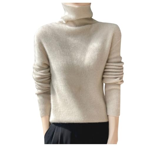 Fleecepullover Damenpullover Damen Turtleneck Strickpullover - Warm Wollpullover Ohne Kapuze Mode Grobstrickpullover Langarm Pullunder Rollkragenpullover Casual Lose Pulli Oberteile von Soupliebe