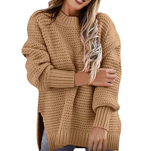 Fleecepullover Damenpullover Damen Winter Sweater - Langarmshirt Ohne Kapuze Oberteile Lässig Pulli Lose Women Langarm Strickpullover Lässiges Stricken Sweatshirt von Soupliebe