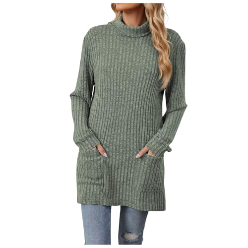 Fleecepullover Damenrollkragenpullover Damen Ohne Kapuze Pullover - Langarmshirt Longsleeve Pulli Wollpullover Warm Strickpullover Lässig Drop Shoulder Kurz Sweater von Soupliebe