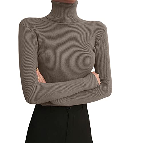 Fleecepullover Damenrollkragenpullover Damen Warm Sweater - Wollpullover Baumwolle Strickpulli Strickpullover Langarm Freizeit Elegante Einfarbrig Pullover Lässiges von Soupliebe