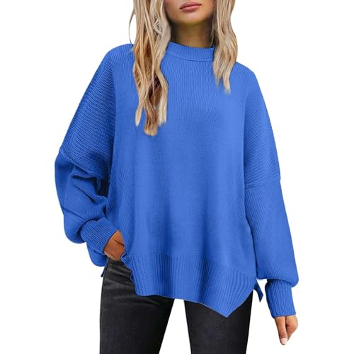 Fleecepullover Damenstrickpullover Damen Ohne Kapuze Rollkragenpullover - Freizeit Grobstrickpullover Winter Pullunder Elegant Pullover Women Pulli Drop Shoulder Kurz Sweater von Soupliebe