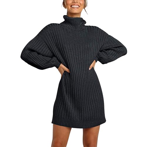 Fleecepullover Damenstrickpullover Damen Ohne Kapuze Sweater - Oversize Oberteile Baumwolle Kaschmir Pullover Winter Strickpulli Elegant Langarmshirt Rollkragenshirt Langarm von Soupliebe