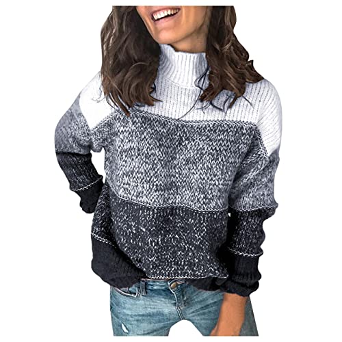 Fleecepullover Damensweater Damen Ohne Kapuze Strickpullover - Langarm Pullover Freizeit Winterpullover Elegant Baumwolle Oberteile Lässiges Stricken Pulli Winter Sweatshirt von Soupliebe