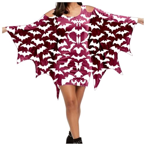 Ganzkörper Kostüm, Halloween Kostüm Damen Fledermaus, Fledermaus Umhang Damen Kostüm - Halloween Faschingskostüme Sexy Karneval Frauen Halloweenkostüme Kleid Schwarz Fledermaus-Kleidung von Soupliebe