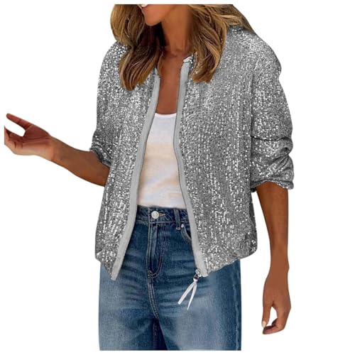 Glitzer Jacke Damen Glitzer Blazer Damen Elegant Anzug - Glänzend Pailletten Jacke Cardigan Langarm Bolero Tops Kurz Oberteile Sakko Einfarbig Blazermantel Party Outwear Glitzer Jacke Damen Glitzer Blazer Damen Elegant Anzug - Glänzend Pailletten Jacke Cardigan Langarm Bolero Tops Kurz Oberteile Sakko Einfarbig Blazermantel Party Outwear von Soupliebe