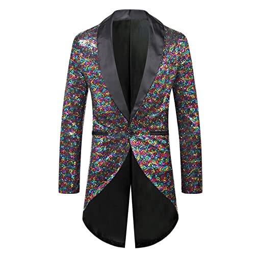 Glitzer Jacke Herren Regular Fit Blazer - Sommeranzug Übergröße Set Slim Sommer Outfit Leicht Smoking Anzug Pailletten Sakko Gold von Soupliebe