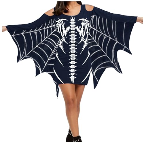 Halloween Kostüm Frauen, Kleid Halloween Frauen, Fledermaus Kostüm Damen Große Größen Umhang - Fasching Halloween Karneval Gruselig Frauen Halloweenkostüme Women Costume Für Erwachsene von Soupliebe