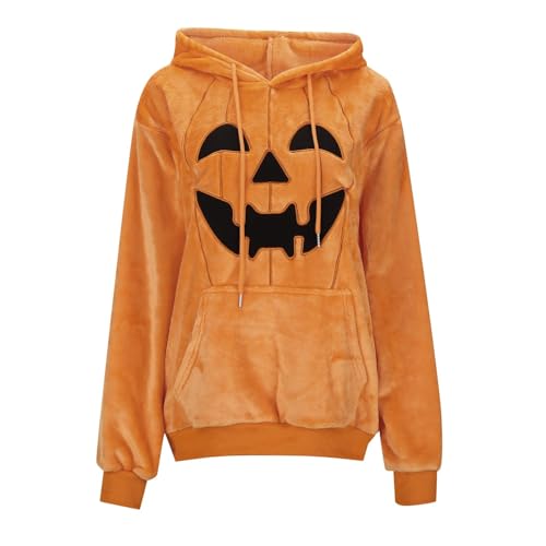 Halloween Sweater, Hoodie Orange, Halloween Pullover Herren Kürbis Kostüm Pumpkin Hoodie Erwachsene Sweater Männer Pulli Realistisch 3D Mit Kängurutasche Und Kordelzug von Soupliebe