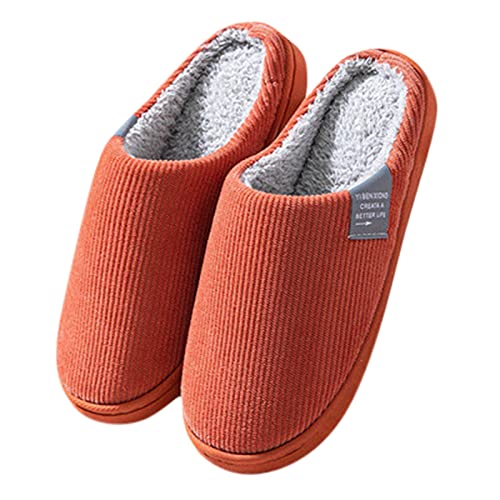 Hausschuhe Herren Damen Plüsch Pantoffeln - Damen Winter Filzpantoffeln Slipper Mit Fussbett, Weiche Plüsch Retro Hausschuhe Frauen Bequeme Warme Pantoffeln Trendiger Slipper Drinnen Und Draußen von Soupliebe