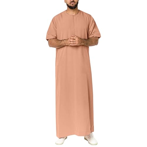 Islamische Kleidung Herren Arabische - Muslimische Kleider Muslim Kaftan Abaya Dubai Robe Mittlerer Osten Ethnisch Kandoura Männer Islamisch Royalty Crew Stehkragen Lang Ärmel Thobe Arabisch Gebet Eid von Soupliebe