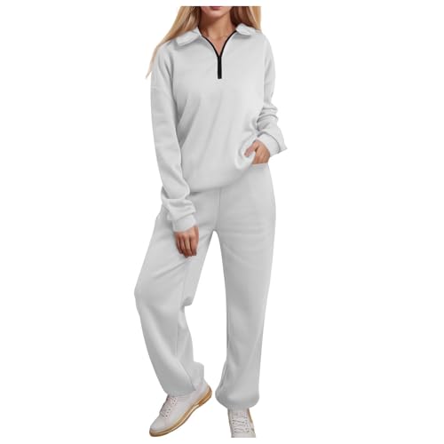 Jogginganzug Damen Set, Jogginganzug Damen Große Größen Trainingsanzug - Zweiteiler Damen Lang Sportanzug Mit Reißverschluss Und Hose Sport Baumwolle Hausanzug Elegant Freizeitanzug von Soupliebe