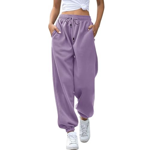 Jogginghose Baggy, Sweatpants Damen Lang Joggpants - Sporthose Weite Sommerhose Lockere Lounge Pants Arbeitshose Regular Hosen Breites Bein Hausehose Mit Taschen von Soupliebe