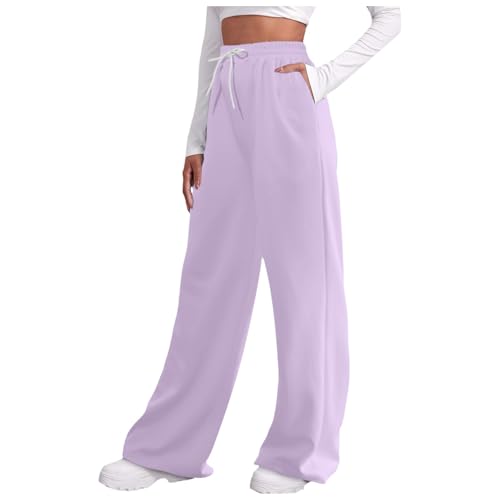 Jogginghose Damen Longlegs Sporthose - Damen Weite Sporthose Kordel Yogahose Baggy Freizeithose Höherwertig High Waist Hose Elegant Bequeme Atmungsaktive Trainingshose Mit Taschen von Soupliebe