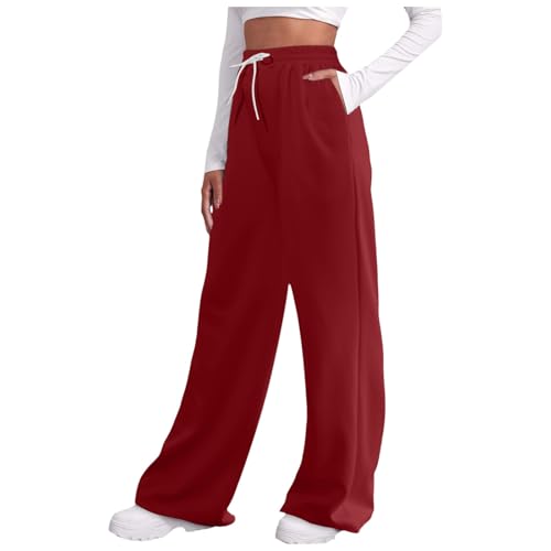 Jogginghose Damen Longlegs Sporthose - Damen Weite Sporthose Kordel Yogahose Baggy Freizeithose Höherwertig High Waist Hose Elegant Bequeme Atmungsaktive Trainingshose Mit Taschen von Soupliebe