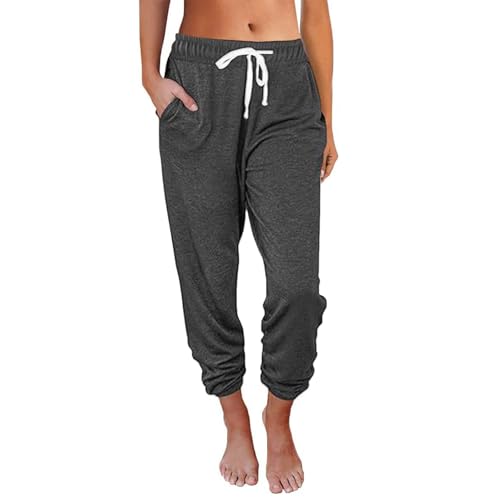 Jogginghose Mädchen, Joggpants Damen Baggy Sweatpants - Hosen Sommer Arbeitshose Loose Schlupfhose Bequeme Jogpants Slim Fit Sweathose Bottom Und Taschen Einfarbiger Trainingsanzug Hose von Soupliebe