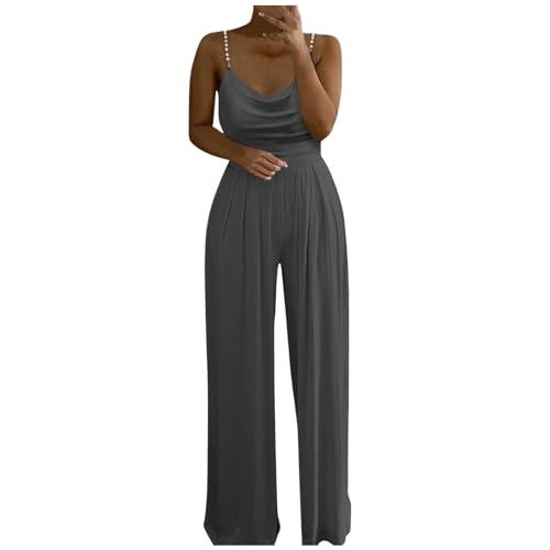 Jumpsuit Damen Elegant Hosenanzüge - Abendanzug Festlich Outfit Lang Jumpsuits 2 Teilig Freizeitanzug Große Größen Anzug Sommer Ärmellos von Soupliebe