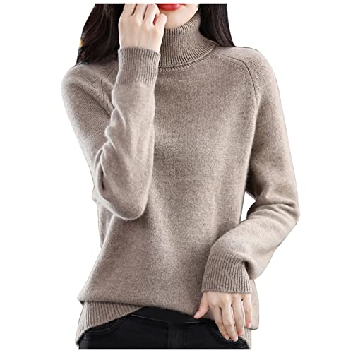 Kaschmir Pullover Damenstrickpullover Damen Winter Rollkragenpullover - Sweater Lässig Grobstrickpullover Oberteile Elegant Wollpullover Mode Rollkragenshirt Langarm Langarmshirt Baumwolle von Soupliebe