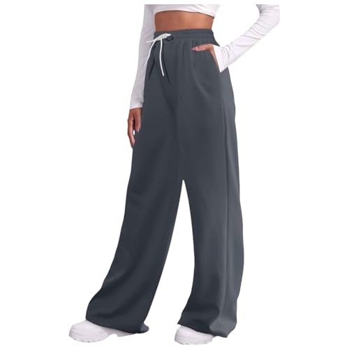 Klamotten Teenager Mädchen - Damen Weite Sporthose Kordel Yogahose Baggy Freizeithose Höherwertig High Waist Hose Elegant Bequeme Atmungsaktive Trainingshose Mit Taschen von Soupliebe