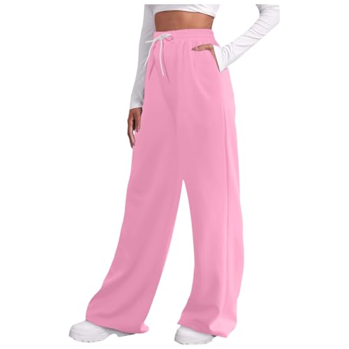 Klamotten Teenager Mädchen - Damen Weite Sporthose Kordel Yogahose Baggy Freizeithose Höherwertig High Waist Hose Elegant Bequeme Atmungsaktive Trainingshose Mit Taschen von Soupliebe