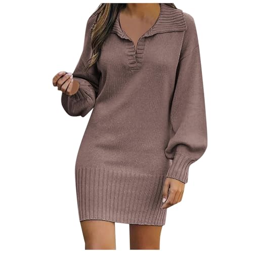 Kleid Damen Herbst, Strickkleider Damen Herbst, Strickkleid Damen Lang Wollkleid Freizeitkleid Women Herbst Outfit Komfortabel Sweatkleid Winter Langarm Kleid Fleecepullover Knielang Dresses von Soupliebe