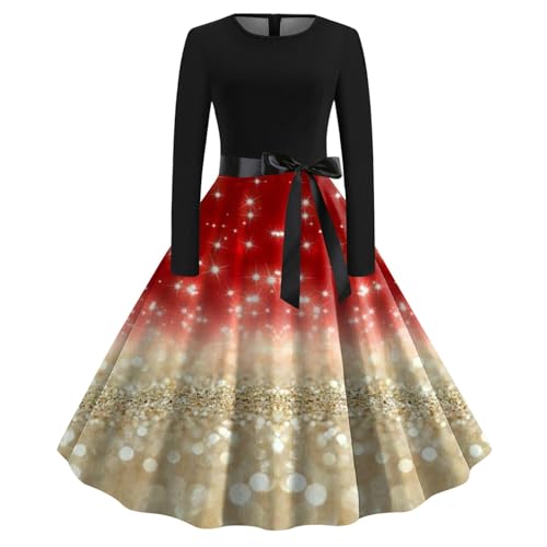 Kleid Weihnachten Damen, Weihnachtskleid Damen Weihnachtskleider Kleider Weihnachten - Abendkleider Elegant Kleid Christmas Dress Women Abendkleid Rockabilly Festival-Kleid von Soupliebe