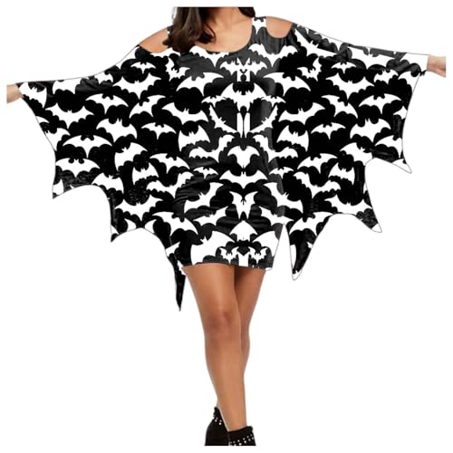 Kostüm Damen Fasching, Halloween Kostüm Fledermaus, Fledermaus Umhang Damen Kostüm - Halloween Faschingskostüme Sexy Karneval Frauen Halloweenkostüme Kleid Schwarz Fledermaus-Kleidung von Soupliebe