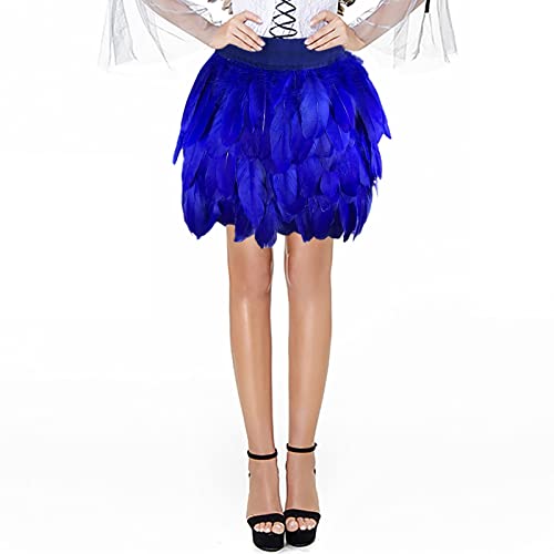 Kostüm Vogel, Karneval Kostüm Damen Tanz Pfau Federkleid - Schlanke Hüfte Feder Rock Federrock Ballettkleidung Elastische Taille Party Minirock Rabenkostüm Tüllrock Festival von Soupliebe