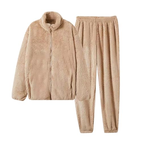 Kuscheliger Schlafanzug Damen, Fleece Hausanzug Damen Teddy Schlafanzug - Plüsch Pyjama Set Kuschel Anzug Frauen Kuschel Flauschig Loungewear Thermo Frottee Freizeitanzug Winter Kuschelanzug von Soupliebe