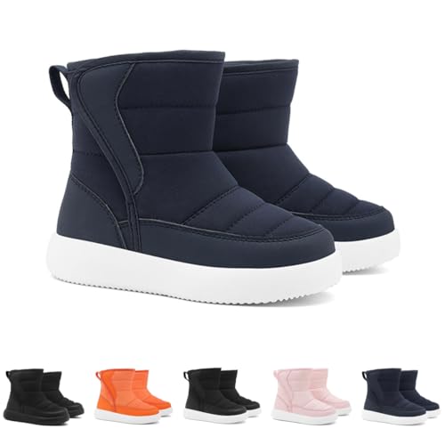 Lammfell Stiefel Kinder, Winterboots Kinder Wasserdicht Winter Schneestiefel - Warm Barfuss Winterstiefel Mit Klettverschluss Barfußschuhe Leicht rutschfest Winterschuhe von Soupliebe