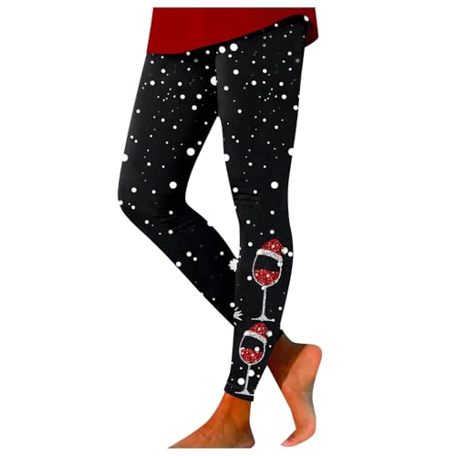 Leggings Damen Thermo, Thermo Leggings Damen Weihnachten - Leggins Weihnachts Thermoleggings Laufhose Winter Thermoleggins Gefüttert Slim Fit Hohe Taille Lange Fitnesshose von Soupliebe