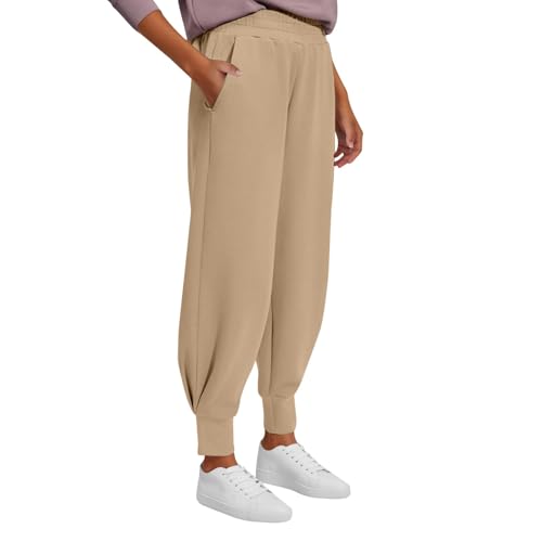 Lockere Sommerhose Damen, Freizeithose Damen Baggy Sweatpants - Schlupfhose Mit Taschen Lounge Pants Regular Jogpants Longlegs Hosen Lang Sommerhose Casual Basic Sweathose Bündchen von Soupliebe