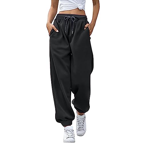 Lockere Sommerhose Damen, Sweatpants Damen Baumwolle Freizeithose - Yogahose Lockere Jogpants Geradem Arbeitshose Bequeme Hosen Fitness Hose Jogginghose High Waist Loose Fit Elastischer Bund von Soupliebe