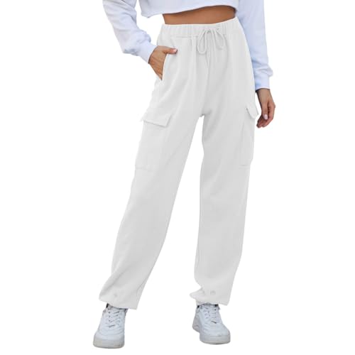 Lockere Sommerhose Damen, Sweatpants Damen Lockere Joggpants - Jogpants Geradem Sporthose Slim Fit Yogahose Regular Hosen Bequeme Sommerhose Frauen Baumwolle Trainingshose Fitness High Waist von Soupliebe