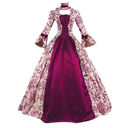 Mittelalter Kleid Damen Kleidung - Lang Renaissance Vintage Mittelalterkleider Frauen Mit Schnürung Prinzessin Retro Trompetenärmel Mittelalterliche Viktorianischen Königin Kleider von Soupliebe