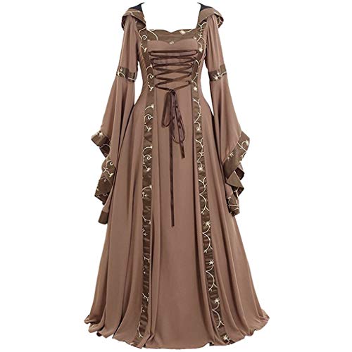 Mittelalter Kostüm Damen Kleid - Retro Maxirock Lang Medieval Dress Frauen Prinzessin Big Swing Renaissance Gotisch Maxikleid Halloween Party von Soupliebe