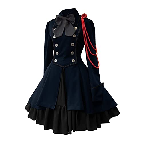 Mittelalter Kostüm Damen Wikinger Kleidung - Maxirock Lang Renaissance Kleid Big Swing Viktorianisches Halloween Mittelalterkleider Frauen Mittelalterkleid Gotisch Maxikleid Party Prinzessin von Soupliebe