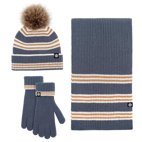 Mütze Und Loop Set Jungen, Mütze Schal Handschuhe Set Kinder, Schal Und Mütze Set Damen Winter Kindermütze Herbst Handschuhe Stretch Wintermütze Lässig Dünne Mit Strickmütze Winterhandschuhe-Set von Soupliebe