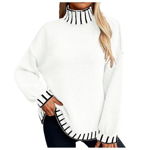 Oversize Pullover Damen, Strickpullover Damen Oversize, Rollkragenshirt Damen Winter Strickpullover - Longsleeve Wollpullover Lang Winterpullover Langarm Lässiges Stricken Pulli Sweatshirt Oversize Pullover Damen, Strickpullover Damen Oversize, Rollkragenshirt Damen Winter Strickpullover - Longsleeve Wollpullover Lang Winterpullover Langarm Lässiges Stricken Pulli Sweatshirt von Soupliebe