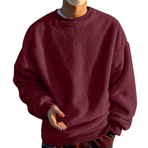 Oversize Pullover Herren, Teddy Pullover Herren Plüsch Pulli - Oversize Fleece Sweatshirt Herbst Winter Teddyfleece Pullover Teddy-Fleece-Pullover Teddy Tops Sherpa Jacke Fuzzy Oberteile von Soupliebe