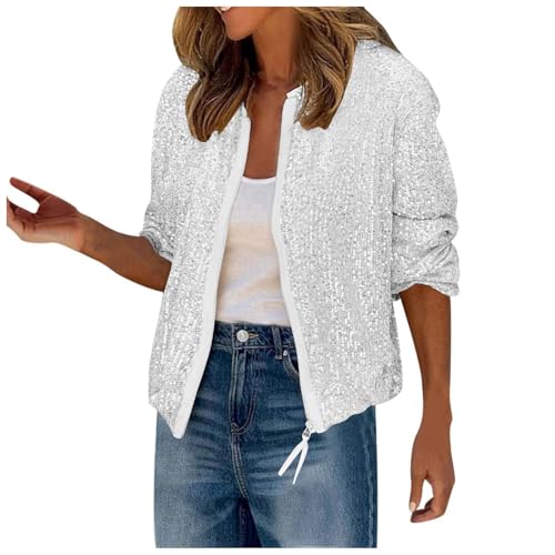 Pailletten Jacke Glitzer Blazer Damen Elegant Anzug - Glänzend Pailletten Jacke Cardigan Langarm Bolero Tops Kurz Oberteile Sakko Einfarbig Blazermantel Party Outwear Pailletten Jacke Glitzer Blazer Damen Elegant Anzug - Glänzend Pailletten Jacke Cardigan Langarm Bolero Tops Kurz Oberteile Sakko Einfarbig Blazermantel Party Outwear von Soupliebe