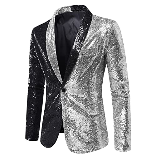 Pailletten Jacke Herren Blazer - Sommeranzug Hochzeit Hochzeitsanzug Männer Smoking Übergröße Set Slim Fit Kostüm Frühling Stylish Jackets von Soupliebe